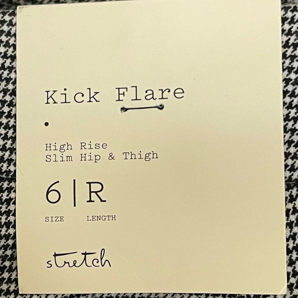 NWT Kick Flare Pants Size 6R High Rise Slim Fit & Thigh Stretch Houndstooth - Picture 2 of 7